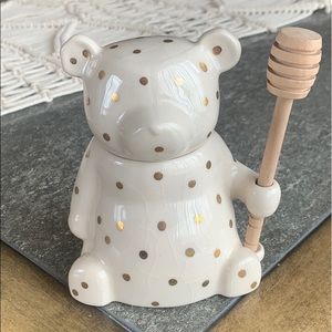 {Anthropologie} Gold Polka Dot Honey Bear Pot 🍯
